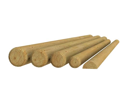Ronde paal cilindrisch gefreesd 1 zijde gepunt 1 zijde gekroond, ø 8 x 250 cm.