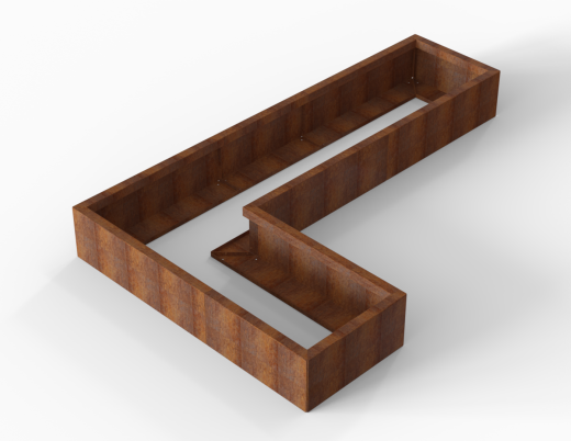 Bloembak corten Module+ L-vorm 90x450x450x28 cm