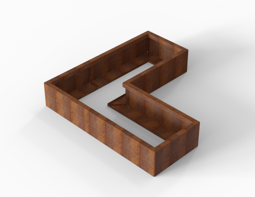 Bloembak corten Module+ L-vorm 60x240x150x42 cm
