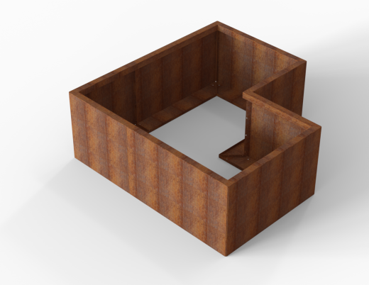 Bloembak corten Module+ L-vorm 60x420x150x42 cm