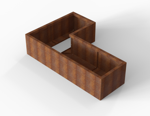 Bloembak corten Module+ L-vorm 90x450x180x42 cm
