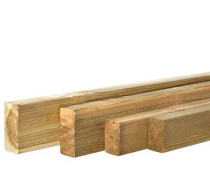 Grenen geschaafde regel 4,4 x 6,8 x 240 cm, groen geïmpregneerd.