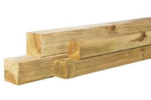 Grenen geschaafde paal 8,8 x 8,8 x 400 cm, zonder diamantkop, groen geïmpregneerd.