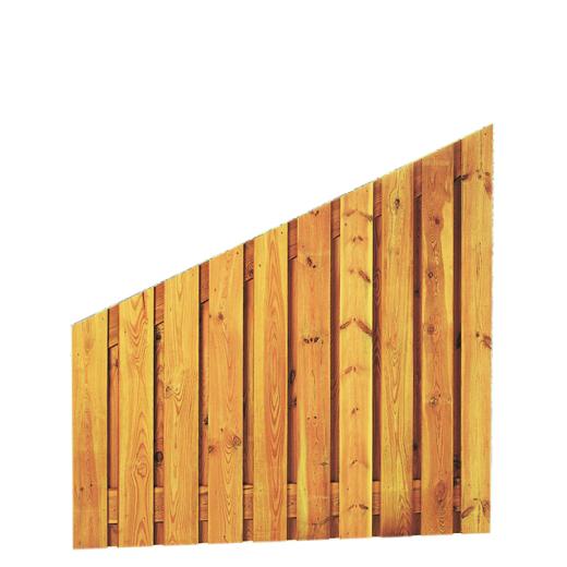 Grenen geschaafd plankenscherm 21-planks 17 mm, 180 x 180/90 cm, verticaal recht aflopend, groen geï