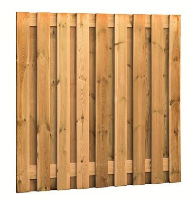 Grenen geschaafd plankenscherm 19-planks 15 mm, 180 x 180 cm, verticaal recht, groen geïmpregneerd.