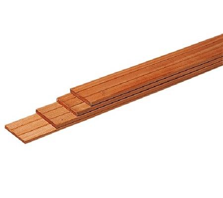 Plank hardhout Keruing v-groef 1.6x14.5x400cm