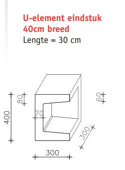 U-hoekelement 30x30x40 (bxdxh) grijs of zwart