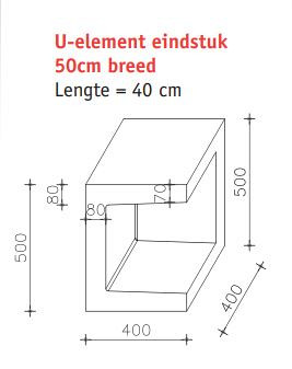 U-hoekelement 40x40x50 (bxdxh) grijs
