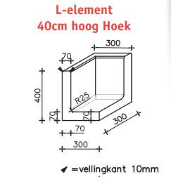 L-Hoekelement 30x30x40 (bxdxh) grijs