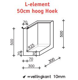 L-Hoekelement 30x30x50 (bxdxh) zwart