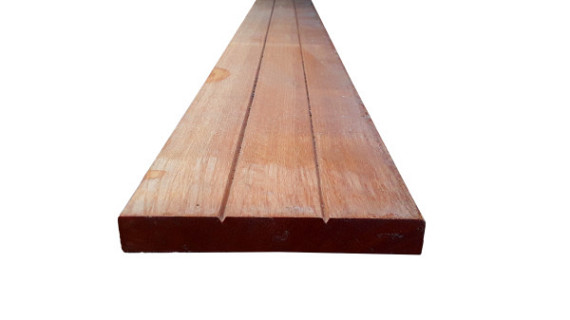 Bangkirai vlonderplank hardhout 27x190mm 335cm lengte profiel 1338 (V-groef 6cm)
