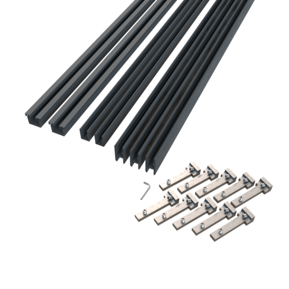 Boston alu profielset voor hpl/glas 5x horizontaal 12x30mm L-175cm + 10 connecters RAL7016