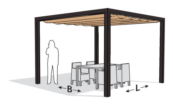 Vrijstaande pergola aluminium antraciet 319x319 cm - Doek Zand
