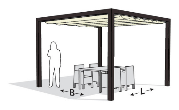 Vrijstaande pergola aluminium antraciet 319x319 cm - Doek Gebroken wit
