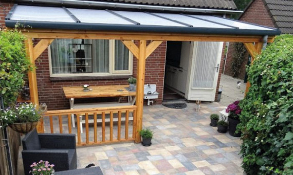 Muuraanbouw veranda DD50 Deluxe - polycarbonaat dak