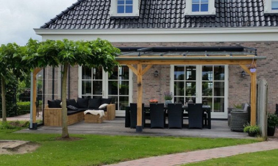 Muuraanbouw veranda DD50GXL Deluxe - glas dak