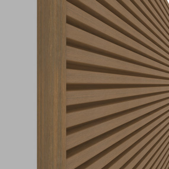 NewTechWood aluminium co-extrusie eindprofiel t.b.v. Castellation PRO, 5 x 5 x 300 cm, Teak.
