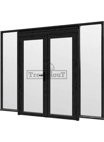 Steel Look raam 2760x2200mm zwart module C-01 met dubbele openslaande deuren
