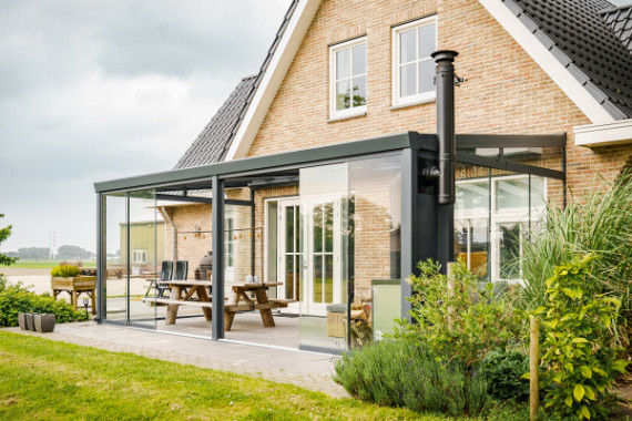 Overkapping Trendline vrijstaand glas 795x350 cm (bxd)