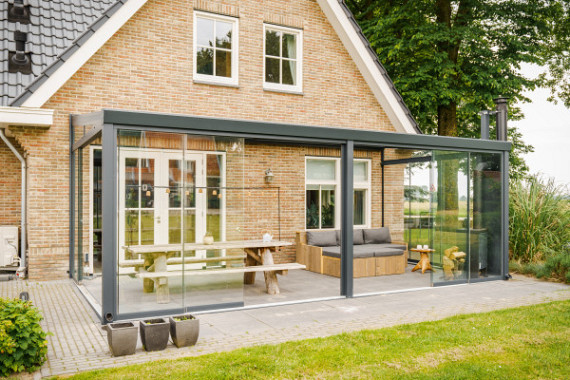 Overkapping Trendline vrijstaand glas 795x350 cm (bxd)