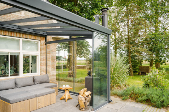 Overkapping Trendline vrijstaand glas 795x350 cm (bxd)