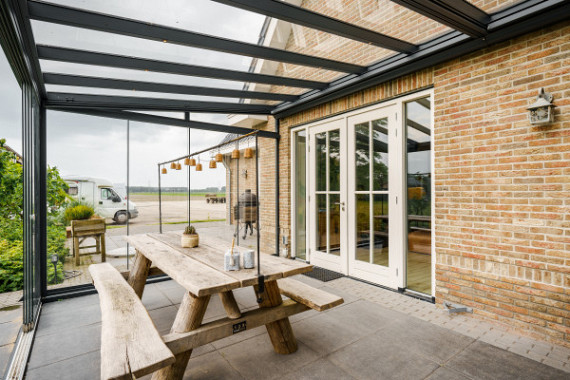 Overkapping Trendline vrijstaand glas 795x350 cm (bxd)