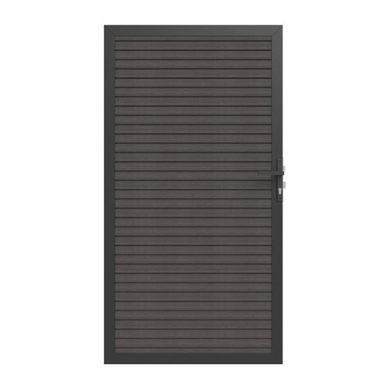 NewTechWood co-extrusie composiet deur in aluminium frame, horizontaal triple, 100 x 195 cm, Silver Gray.