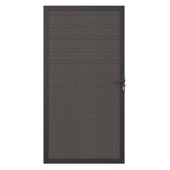 NewTechWood co-extrusie composiet deur in aluminium frame, horizontaal, 100 x 195 cm, Silver Gray.