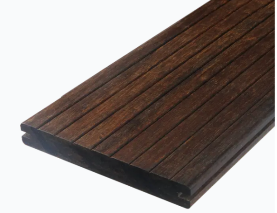 FelixWood Thermo Bamboe Melody 18x139mm dark grof/glad-Woca voorgeolied clip-kops tong+groef lengte 186 cm