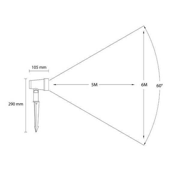 Nisa | rechte kap zwart prikspot | warmwit | 6 watt | dimbaar | OutdoorPro+ | 12 volt