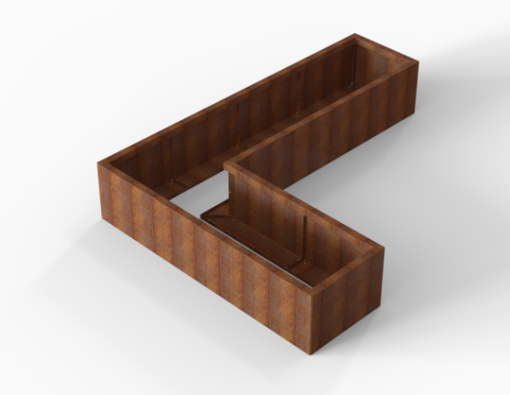 Bloembak corten Module+ L-vorm 60x120x120x28 cm