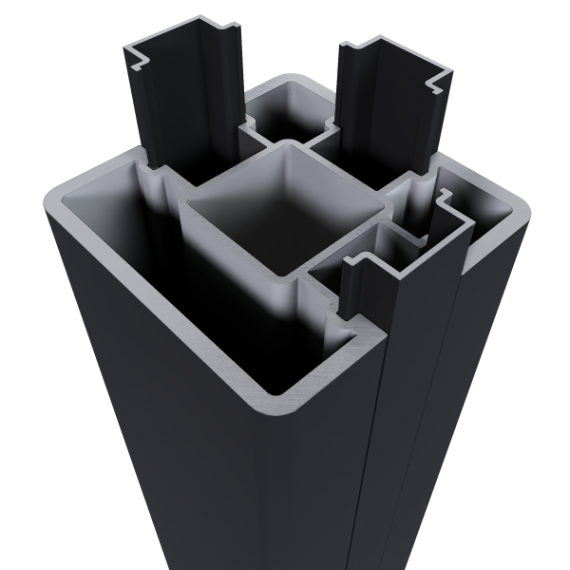 NewTechWood aluminium poortpaalset, 2 stuks met paalkap, 8 x 8 x 270 cm, zwart.