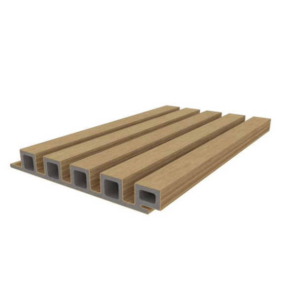 NewTechWood HKC co-extrusie wand bekleding castellation 25 profiel, 2,5 x 19,6 x 290 cm, Red Cedar.