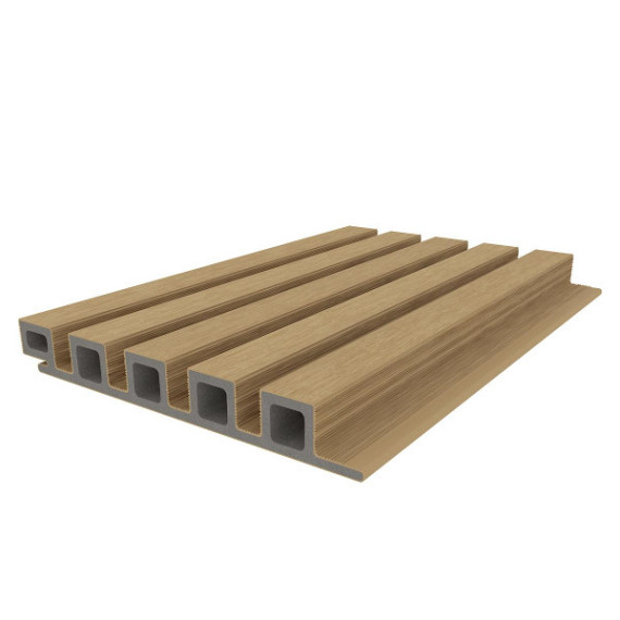 NewTechWood HKC co-extrusie wand bekleding castellation 25 profiel, 2,5 x 19,6 x 290 cm, Red Cedar.