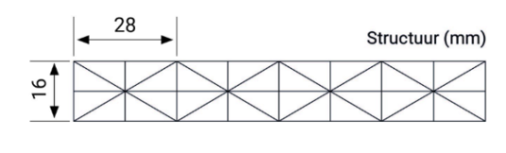 Polycarbonaat kanaalplaat 1 zijdig UV opaal wit 3500 x 980 x 16mm