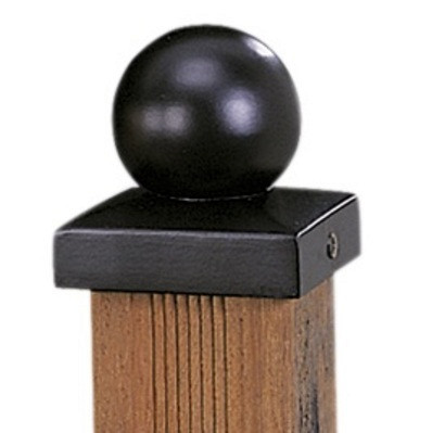 Paalornament bol op plaat 9 x 9 cm metaal zwart.