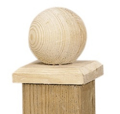 Paalornament bol op plaat 10 x 10 cm hout.