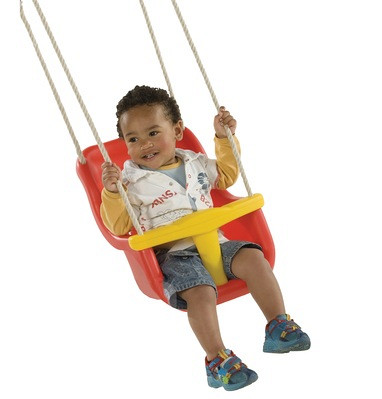 Babyzitje luxe rood/geel.