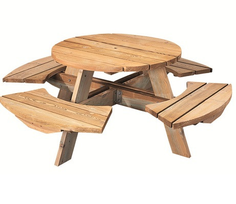 Picknicktafel Mick, 44 mm dik, bladmaat rond 160 cm, zwaar uitgevoerd