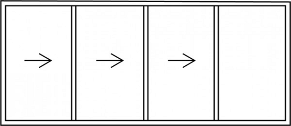 Glasschuifwandsysteem AL30 glas 600x220 cm 6 panelen middensluitend - tot 240 cm hoogte.