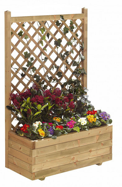 Bloembak met rechttrellis 140 x 90 x 30 cm (HxBxD).