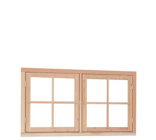 Douglas dubbel uitzetraam, 141,2 x 83,7 cm, onbehandeld.