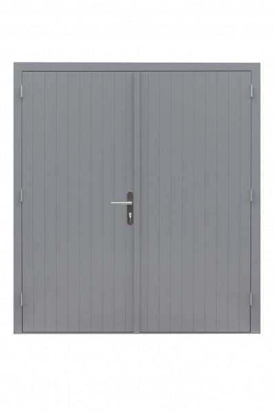 Hardhouten dubbele dichte deur Prestige, 202 x 221 cm, grijs gegrond.