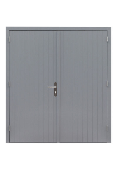 Hardhouten dubbele dichte deur Prestige, 202 x 221 cm, grijs gegrond.