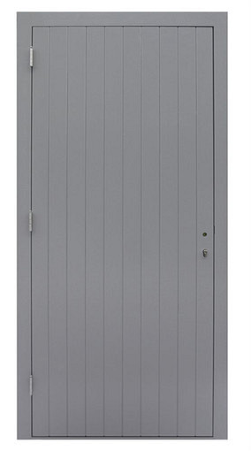 Hardhouten enkele dichte deur Prestige, linksdraaiend, 109 x 221 cm, grijs gegrond.