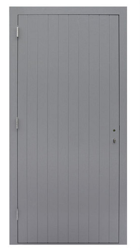 Hardhouten enkele 1-ruits deur Prestige met dubbelglas, rechtsdraaiend, 109 x 221 cm, grijs gegrond.