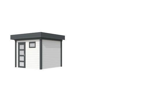 Vuren Topvision Premium Bonte Kraai, 300 x 250 cm, wanden antraciet en basis wit.