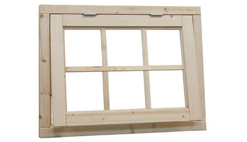 Vuren 6-ruits uitzetraam, 89,9 x 70,3 cm, onbehandeld.
