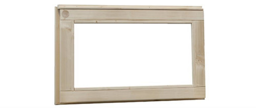 Vuren vast raam met melkglas, 71,2 x 43,8 cm, onbehandeld.