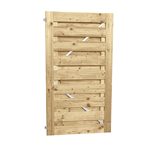Jumbodeur met slotgat, geschaafd vuren 15 mm op verstelbaar stalen frame 100 x 180 cm, recht horizontaal.